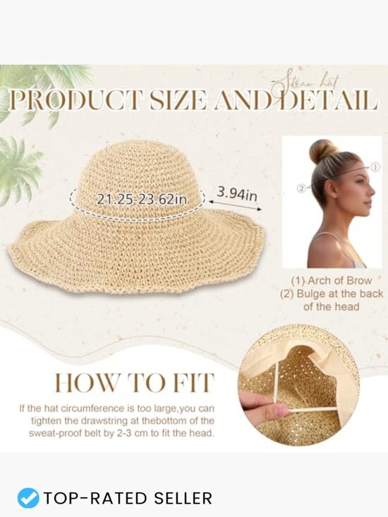 Wide Brim Straw Sun Hat, Woven Tote Bag, 2 Bohemian Scarves Set for Summer main image 5